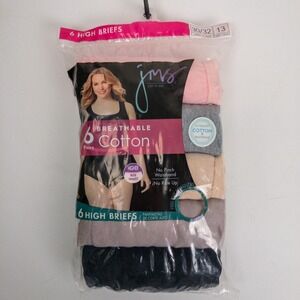 Just My Size Underwear 6 Pack Women 13 Multicolor High Rise 100% Cotton Briefs